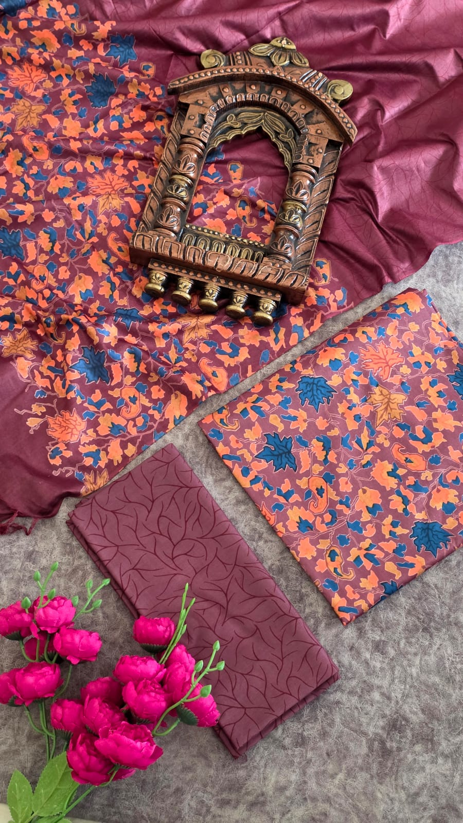 Bhagalpuri Katan Silk Suit Set-L1