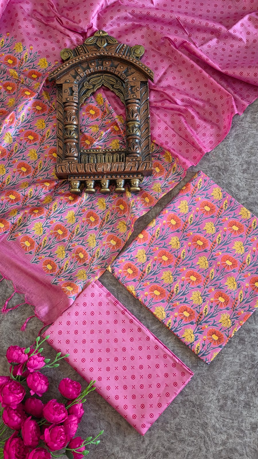 Bhagalpuri Katan Silk Suit Set-L8