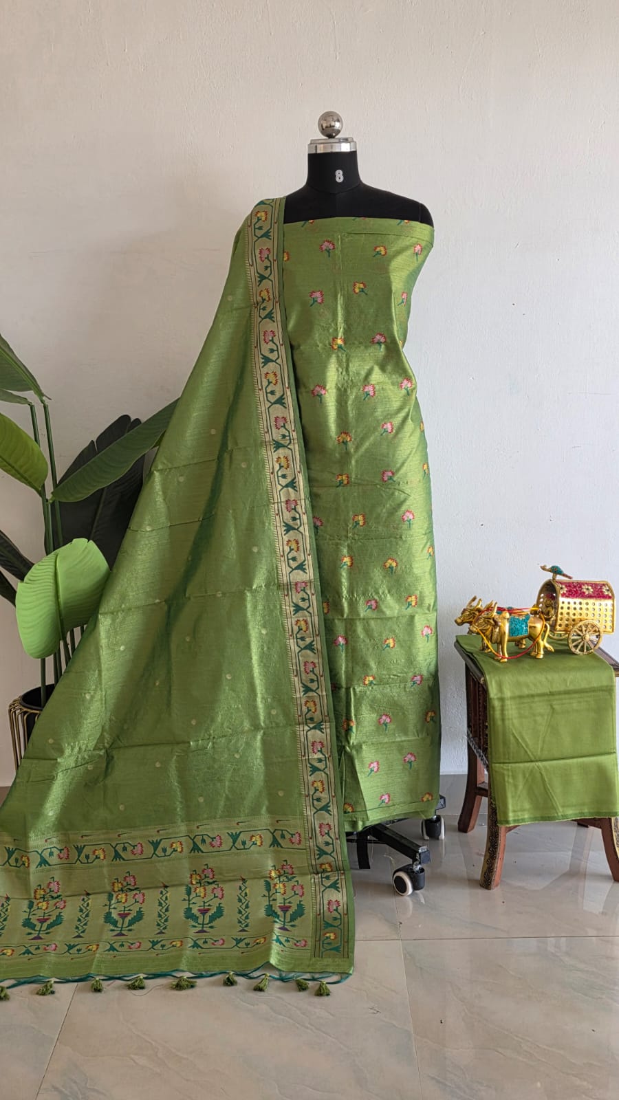 Ghicha tussar silk suit-JJ8 - Image 2