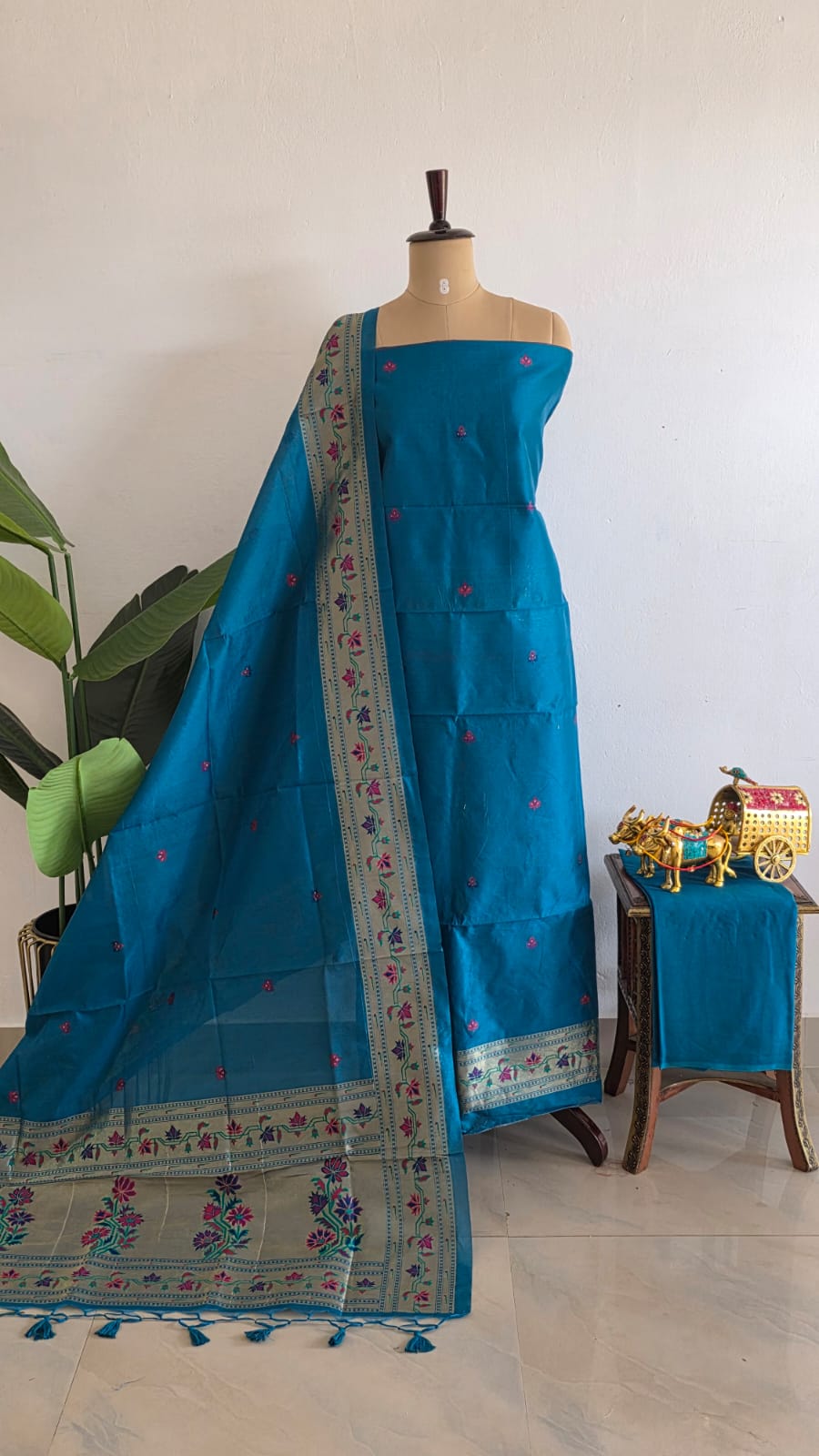 Ghicha tussar silk suit-JJ6 - Image 2