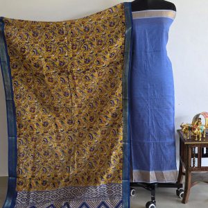 Mangalagiri silk top with chennuri kalamkari dupatta-AL3