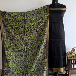 Mangalagiri silk top with chennuri kalamkari dupatta-AL6