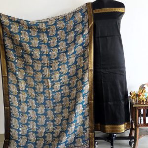 Mangalagiri silk top with chennuri kalamkari dupatta-AL7