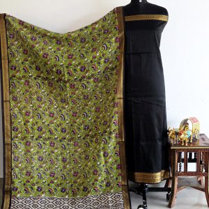 Mangalagiri silk top with chennuri kalamkari dupatta-AL8