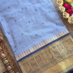 Mangalagiri cotton with malai border running fabric (1m)-SD5