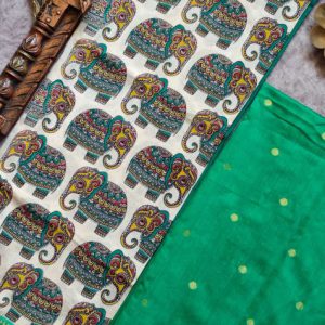 Raw silk top with chennuri silk kalamkari duppata-MS9