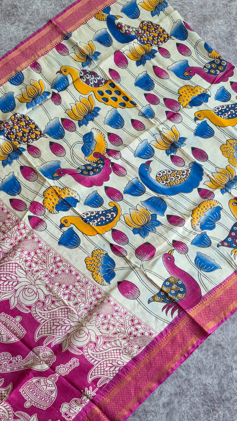 Raw silk top with chennuri silk kalamkari duppata-MS7 - Image 2