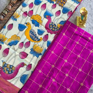 Raw silk top with chennuri silk kalamkari duppata-MS7