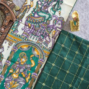 Raw silk top with chennuri silk kalamkari duppata-MS10