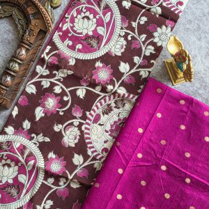 Raw silk top with chennuri silk kalamkari duppata-MS12