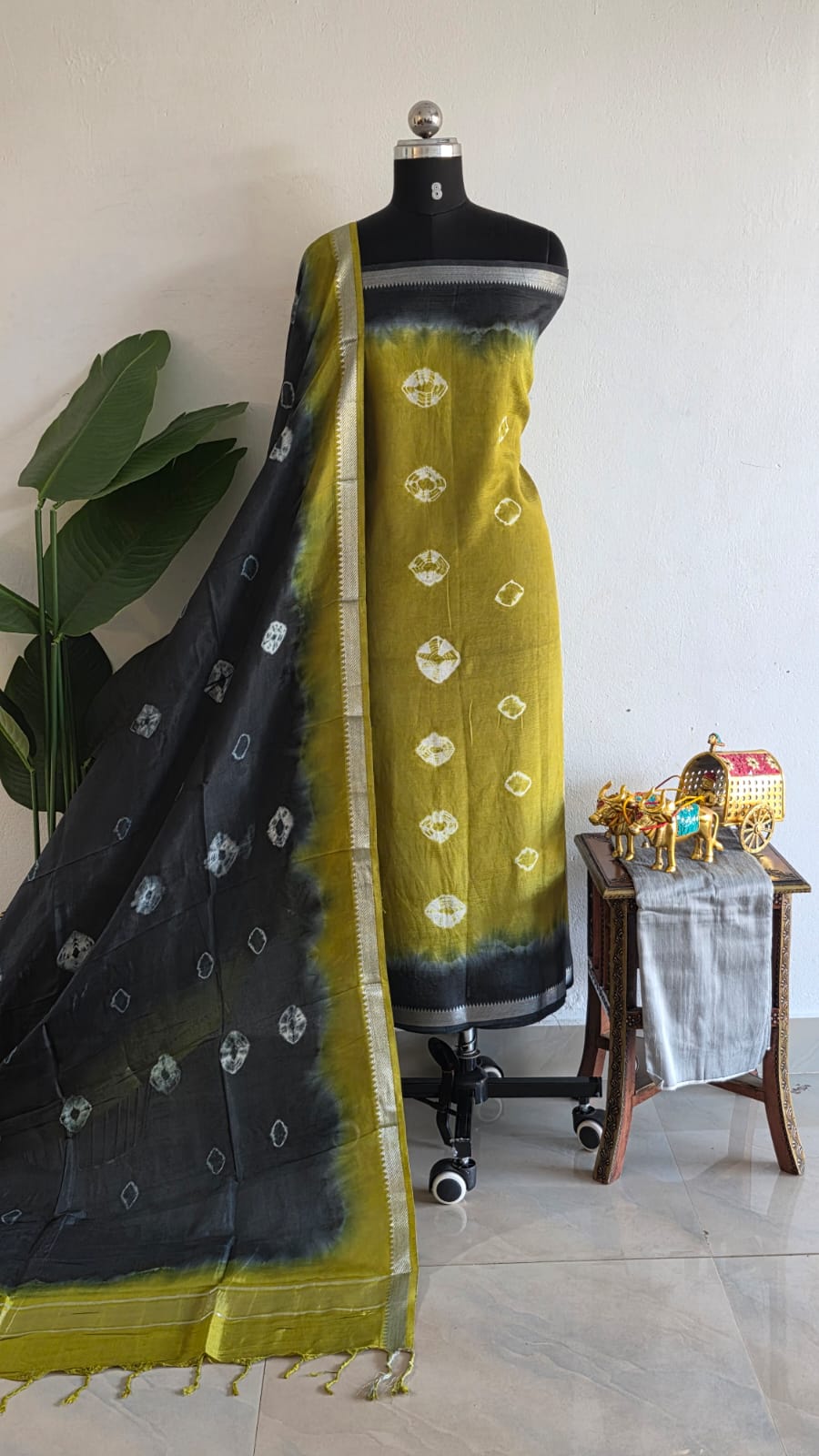 Mangalagiri silk bandhani 3-piece set-ZP3