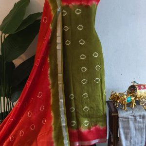 Mangalagiri silk bandhani 3-piece set-ZP11