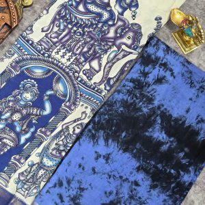 Pure chennuri silk shibori top with kalamkari duppata -RE12