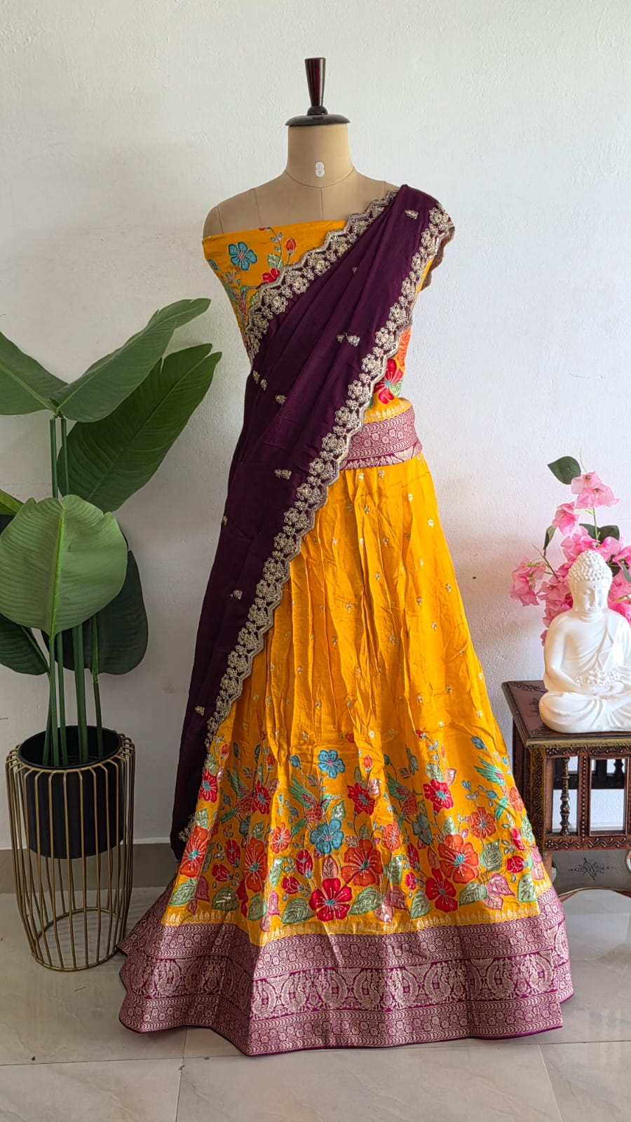Chinon silk semi stitched lehenga-AK1 - Image 2