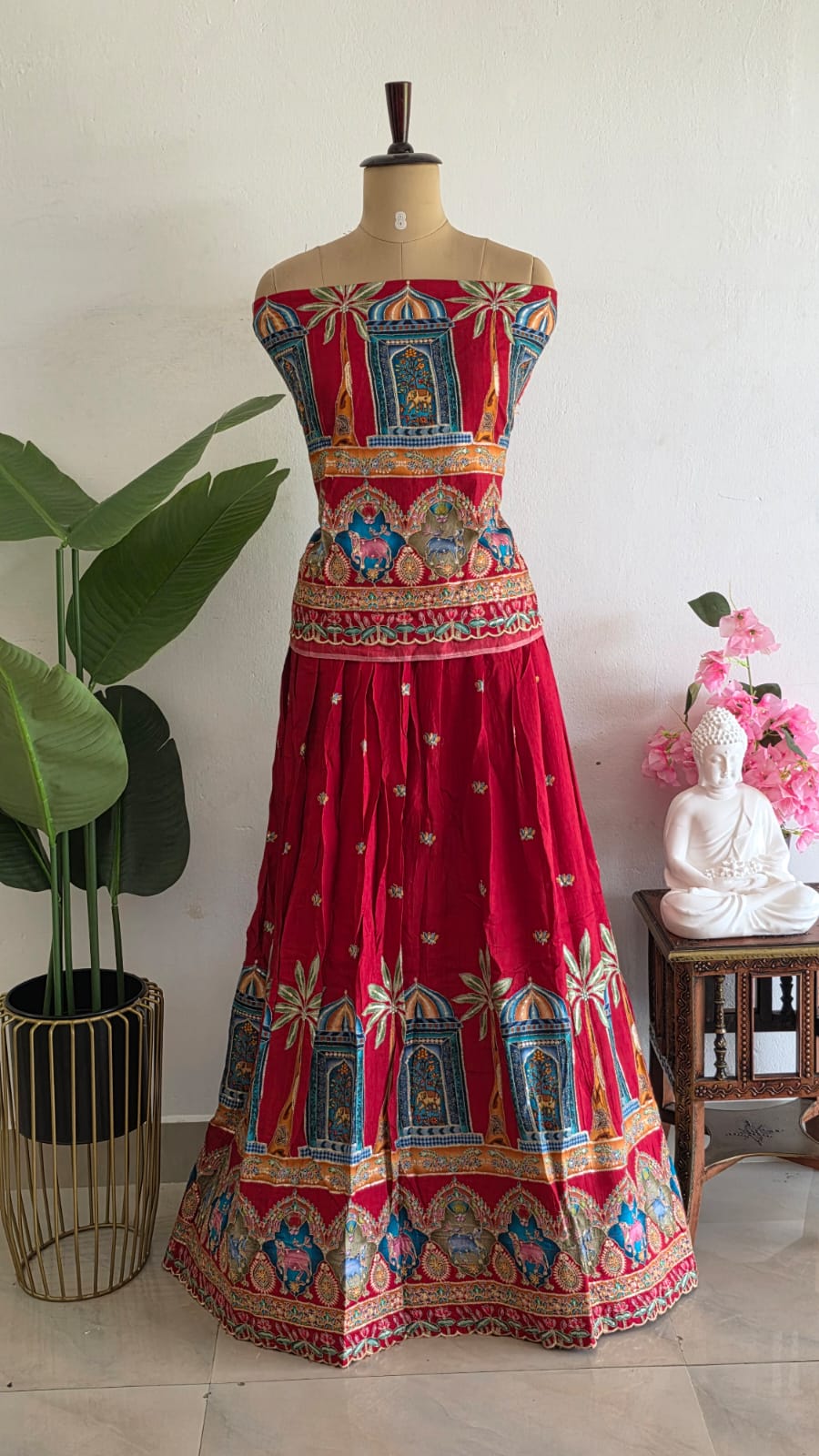 Chinon silk semi stitched lehenga-AK2 - Image 3