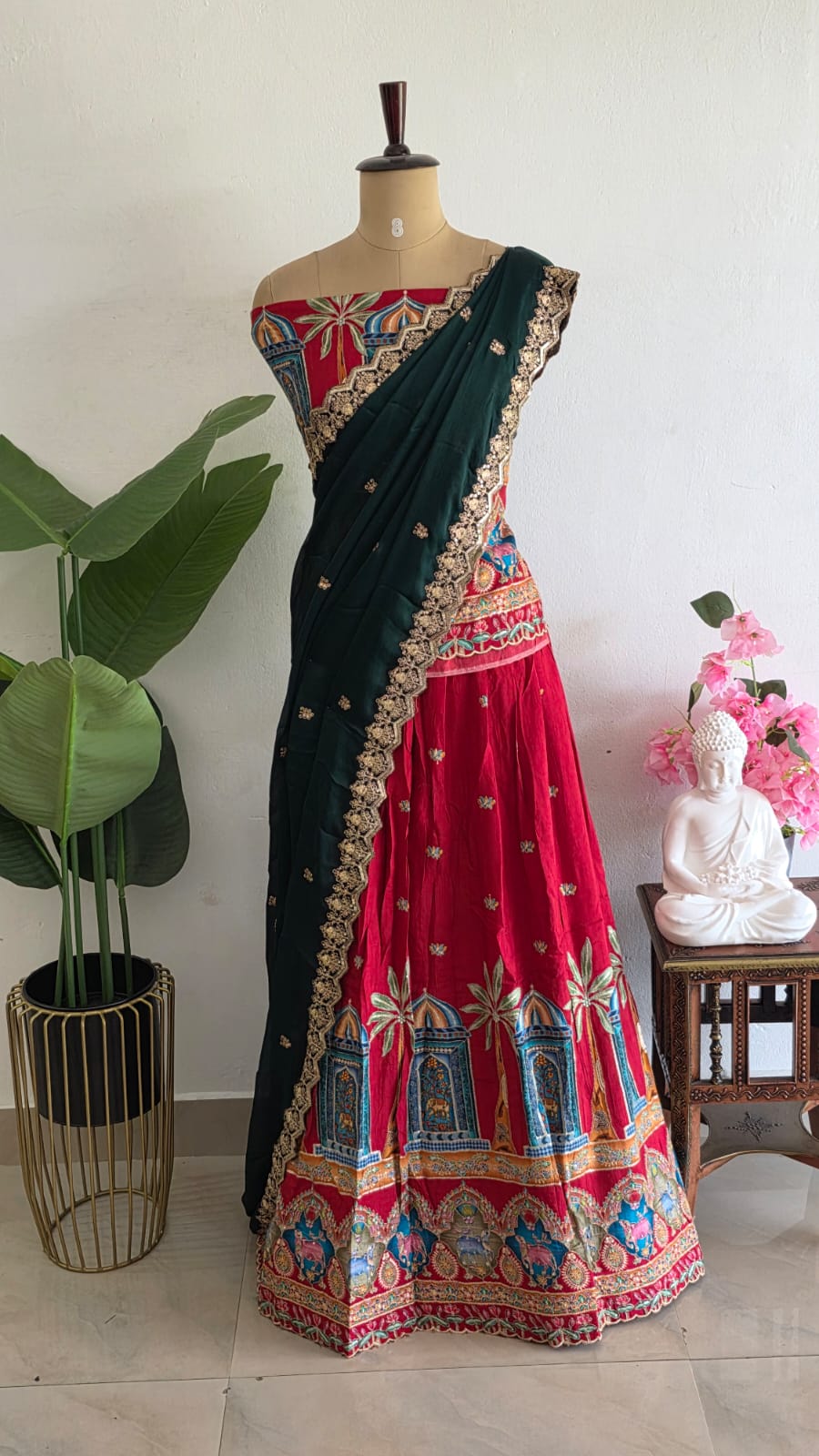 Chinon silk semi stitched lehenga-AK2 - Image 2