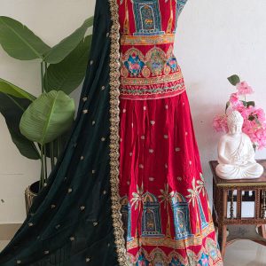 Chinon silk semi stitched lehenga-AK2