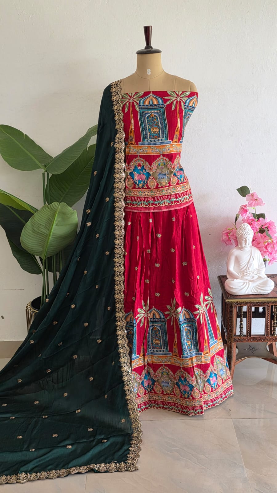 Chinon silk semi stitched lehenga-AK2