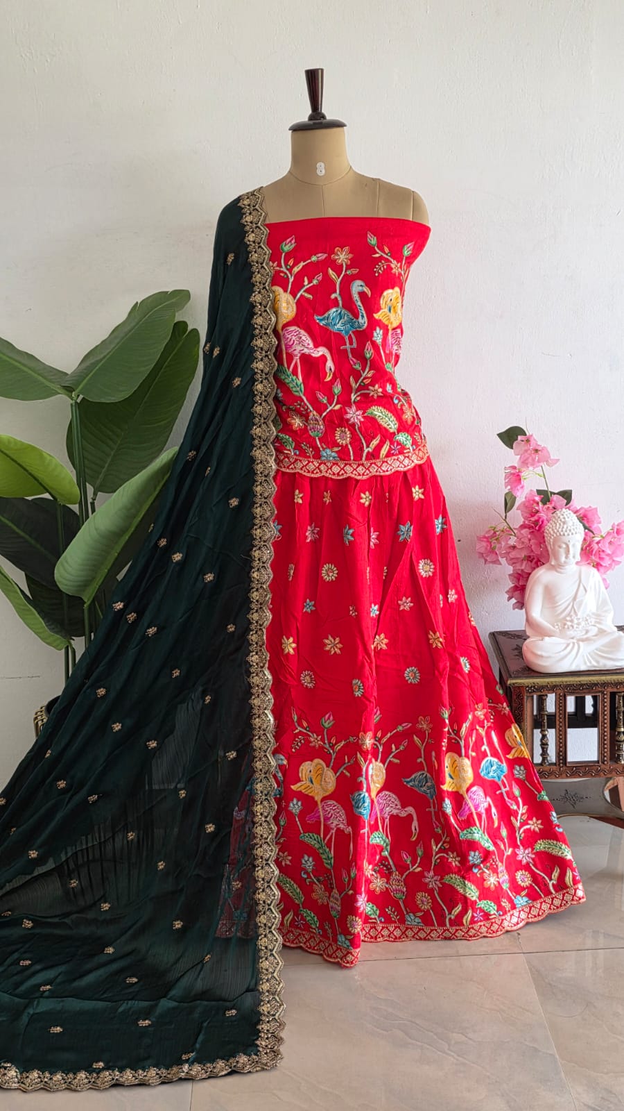Chinon silk semi stitched lehenga-AK4