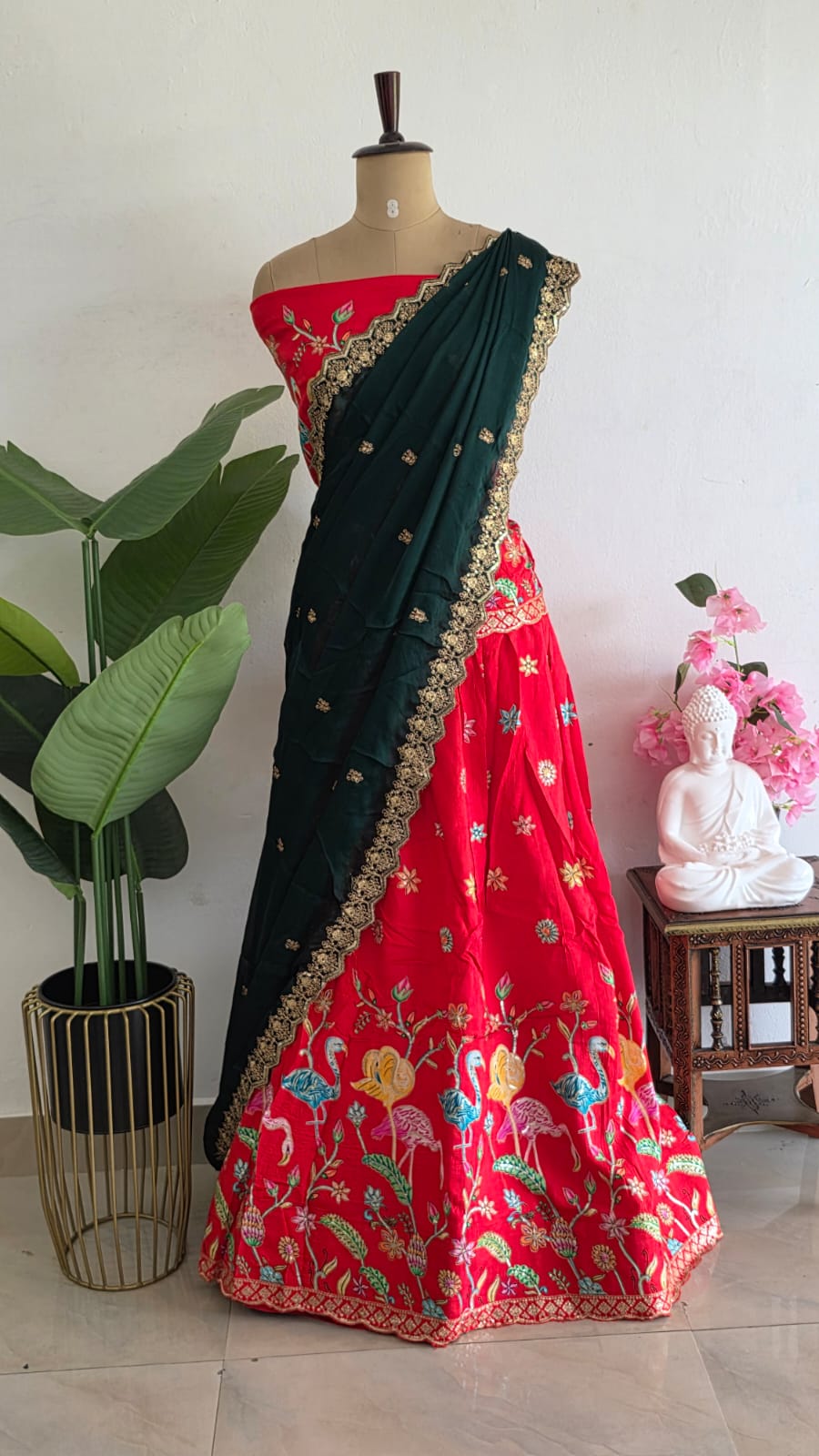 Chinon silk semi stitched lehenga-AK4 - Image 2
