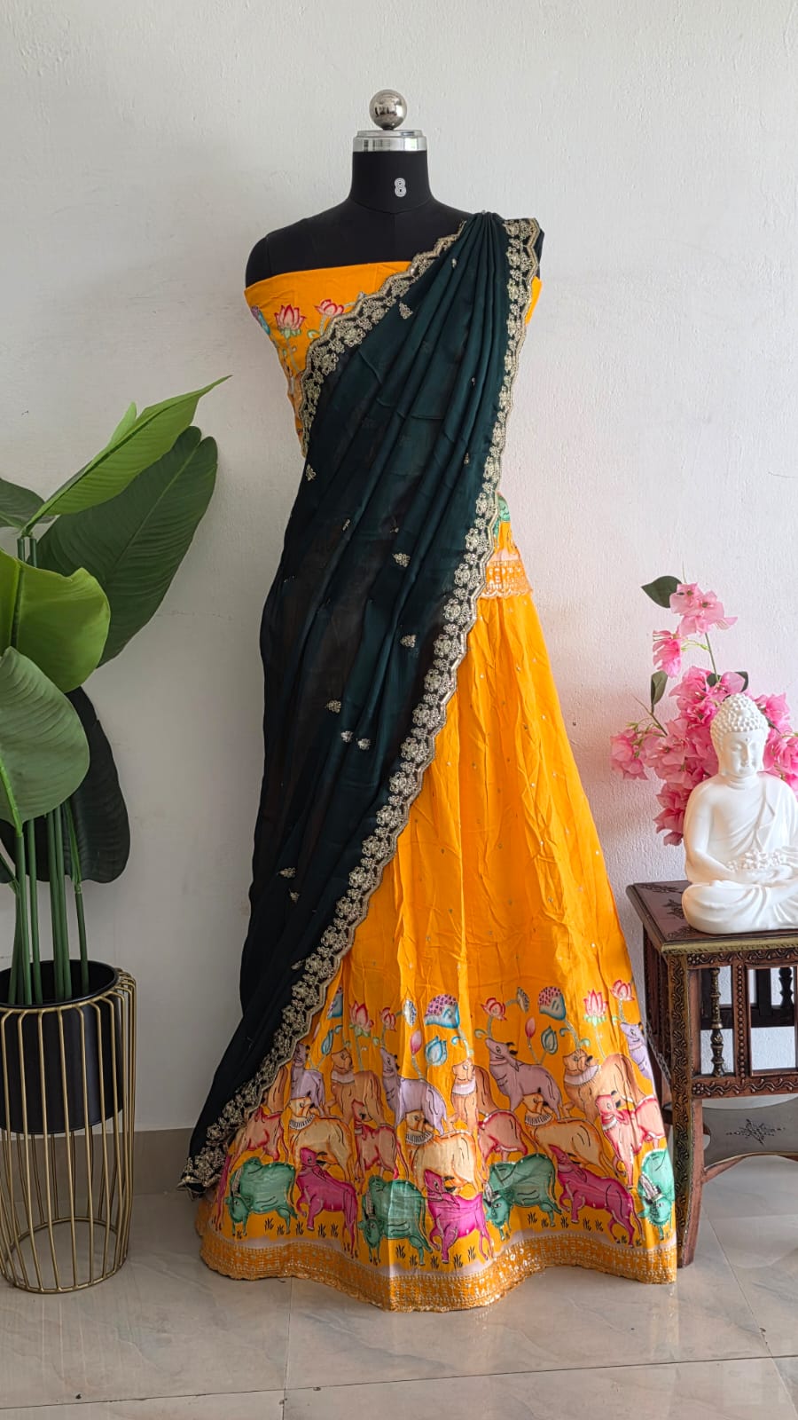 Chinon silk semi stitched lehenga-AK7 - Image 2