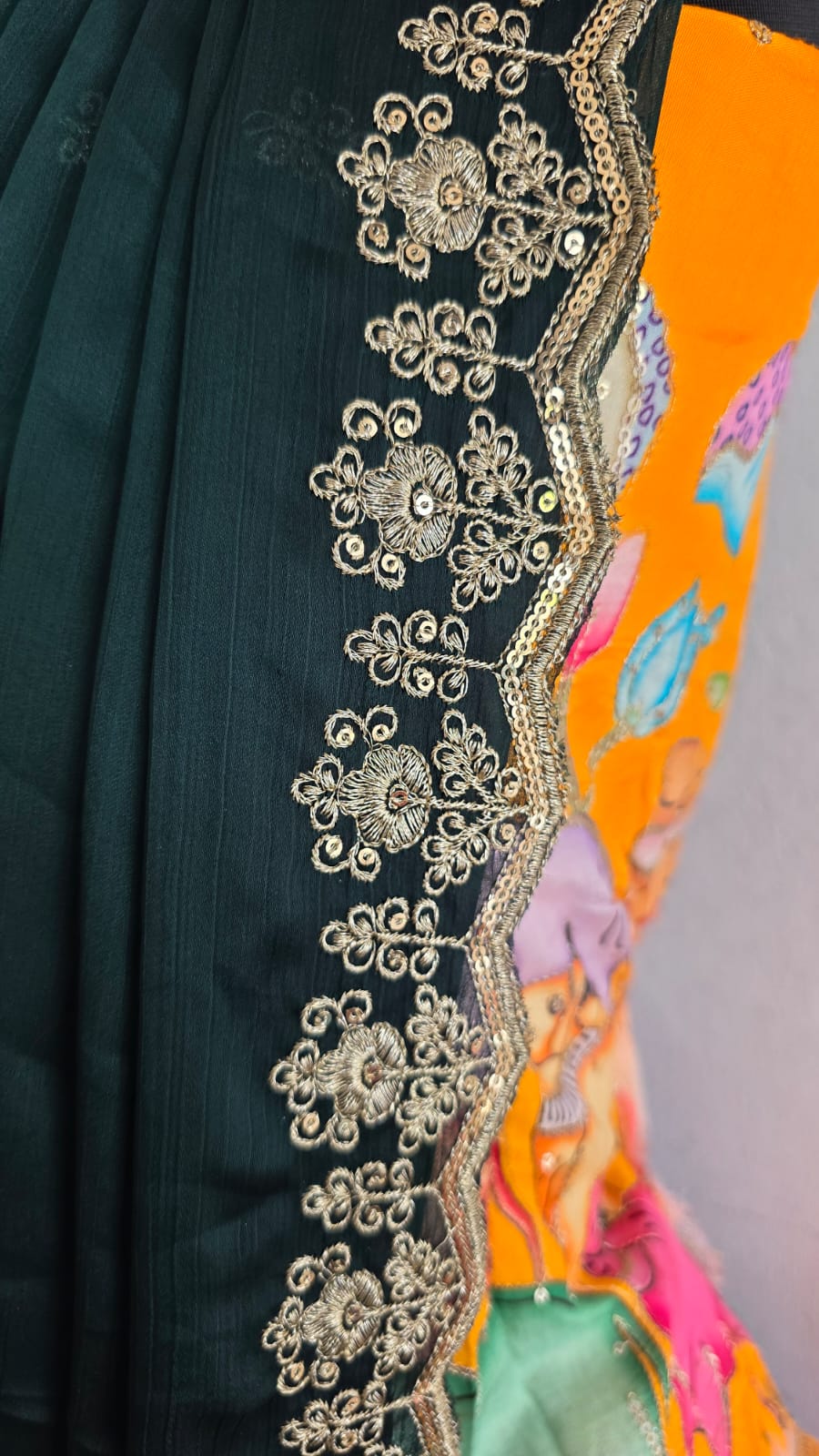 Chinon silk semi stitched lehenga-AK7 - Image 4