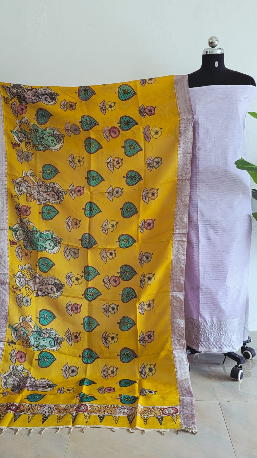 Mangalagiri silk top with penkalamkari duppata -GX22