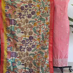 Mangalagiri silk top with penkalamkari duppata -GX23