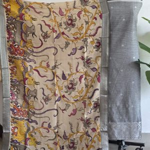 Mangalagiri silk top with penkalamkari duppata -GX28