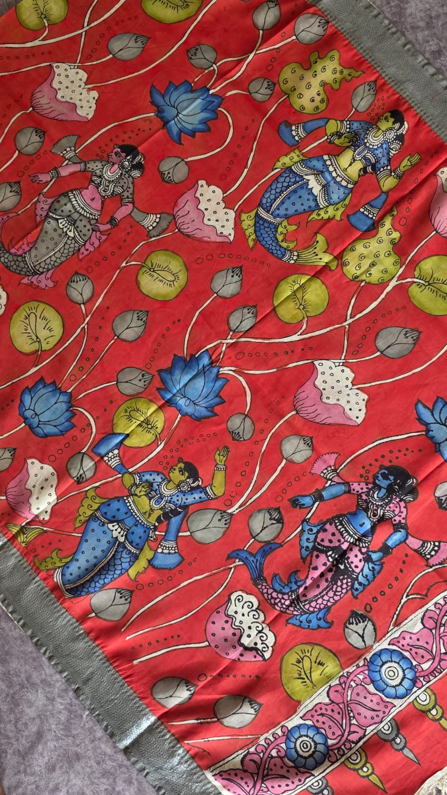 Mangalagiri silk top with penkalamkari duppata -GX29 - Image 2