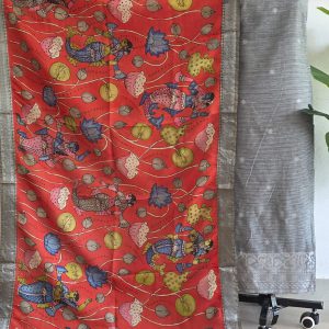 Mangalagiri silk top with penkalamkari duppata -GX29