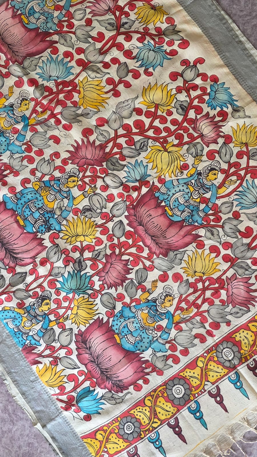 Mangalagiri silk top with penkalamkari duppata -GX30 - Image 2