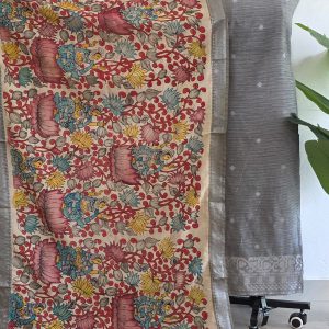 Mangalagiri silk top with penkalamkari duppata -GX30