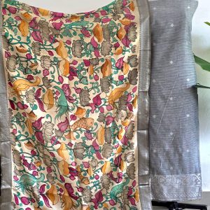 Mangalagiri silk top with penkalamkari duppata -GX31