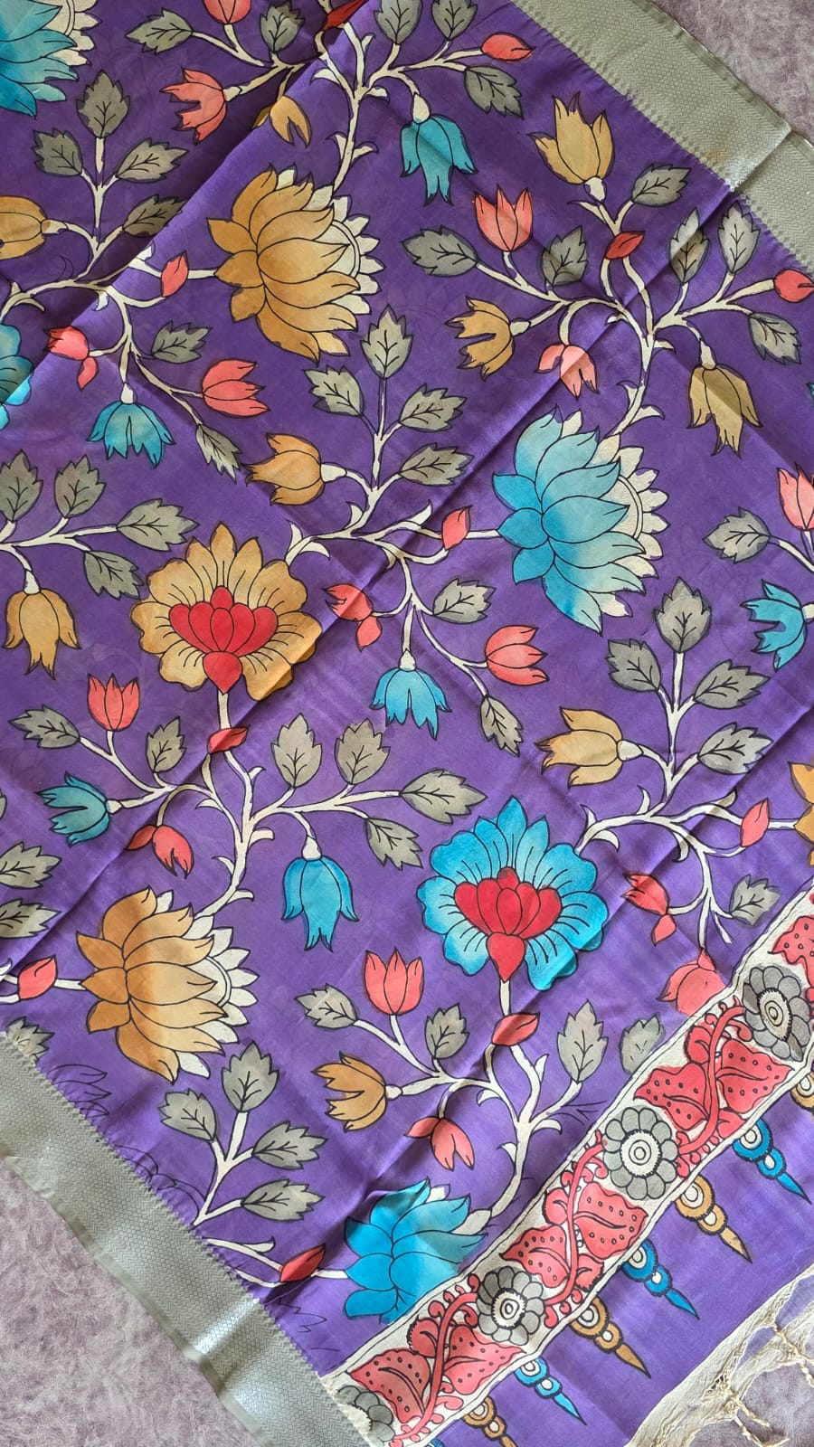 Mangalagiri silk top with penkalamkari duppata -GX32 - Image 2
