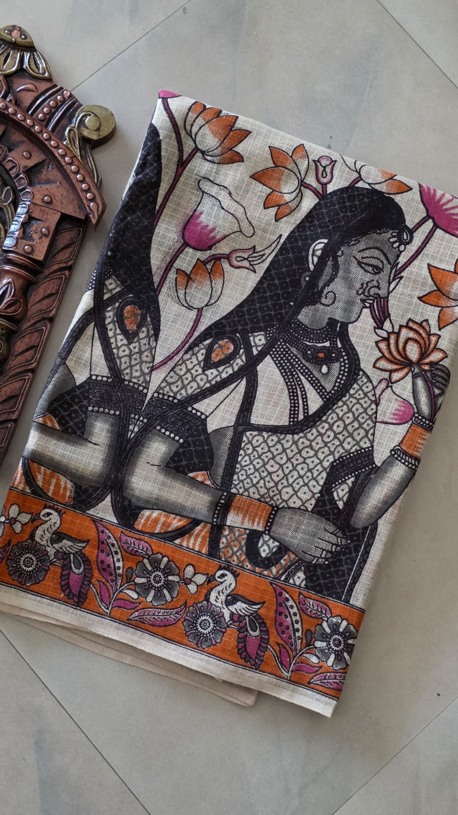 Kota cotton Kalamkari saree-VX123