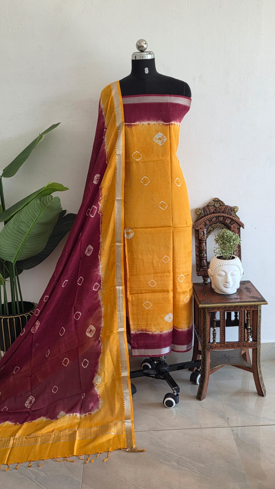 Mangalagiri silk bandhani 2-piece set-GX52