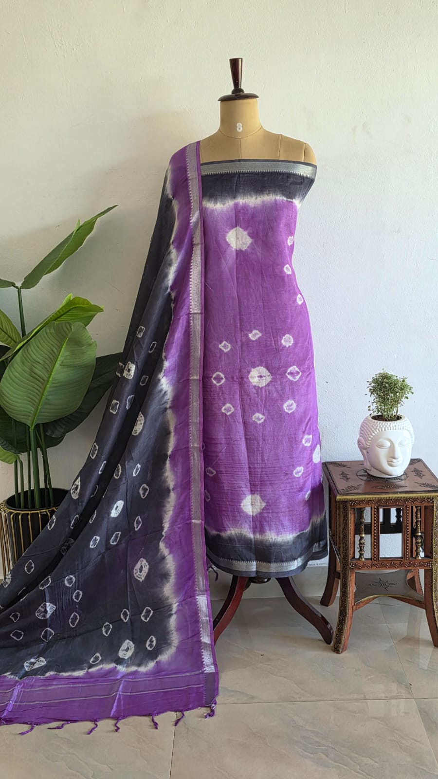 Mangalagiri silk bandhani 2-piece set-GX58