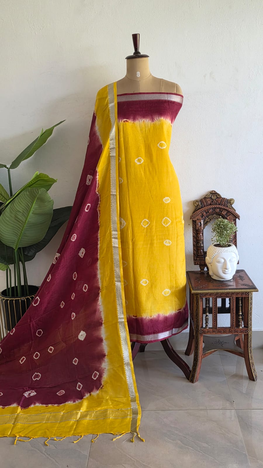 Mangalagiri silk bandhani 2-piece set-GX60