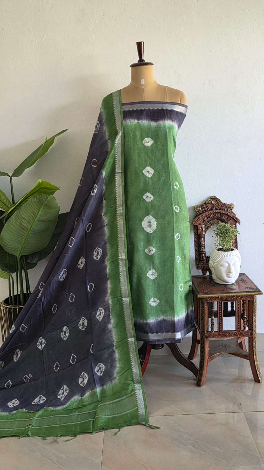 Mangalagiri silk bandhani 2-piece set-GX70