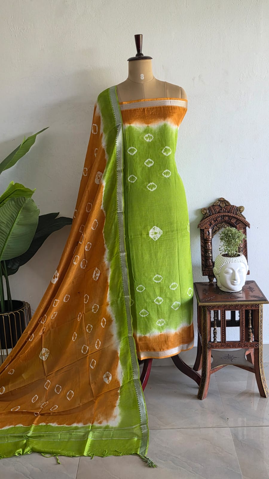 Mangalagiri silk bandhani 2-piece set-GX74