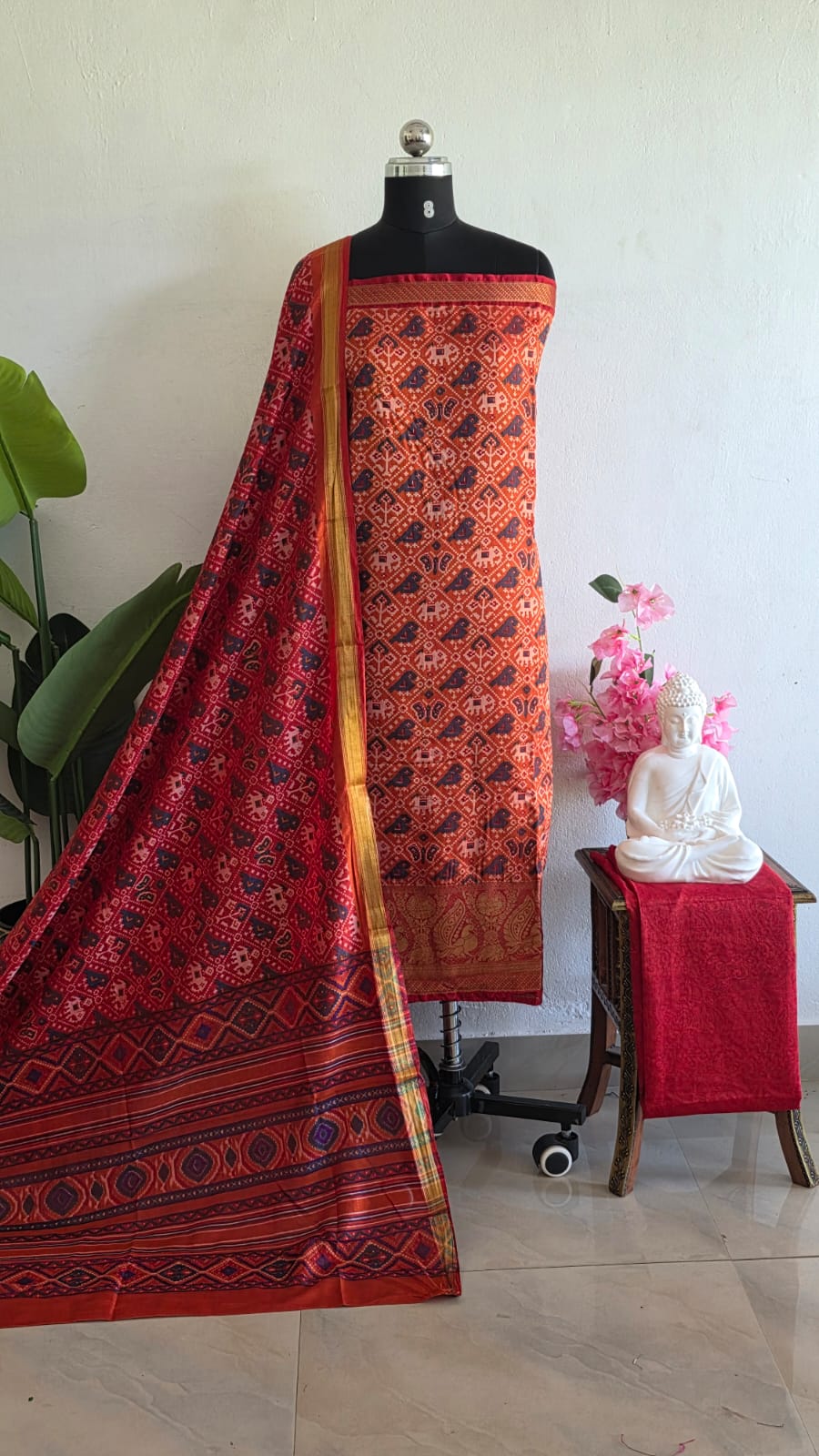 Semi patola silk with Kanchi border-BM12