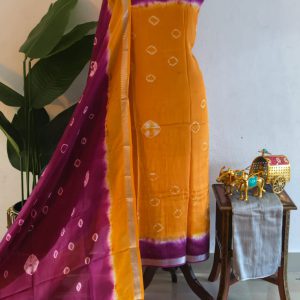 Mangalagiri silk bandhani 3-piece set-ZP13