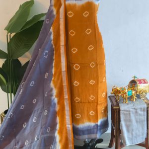 Mangalagiri silk bandhani 3-piece set-ZP12