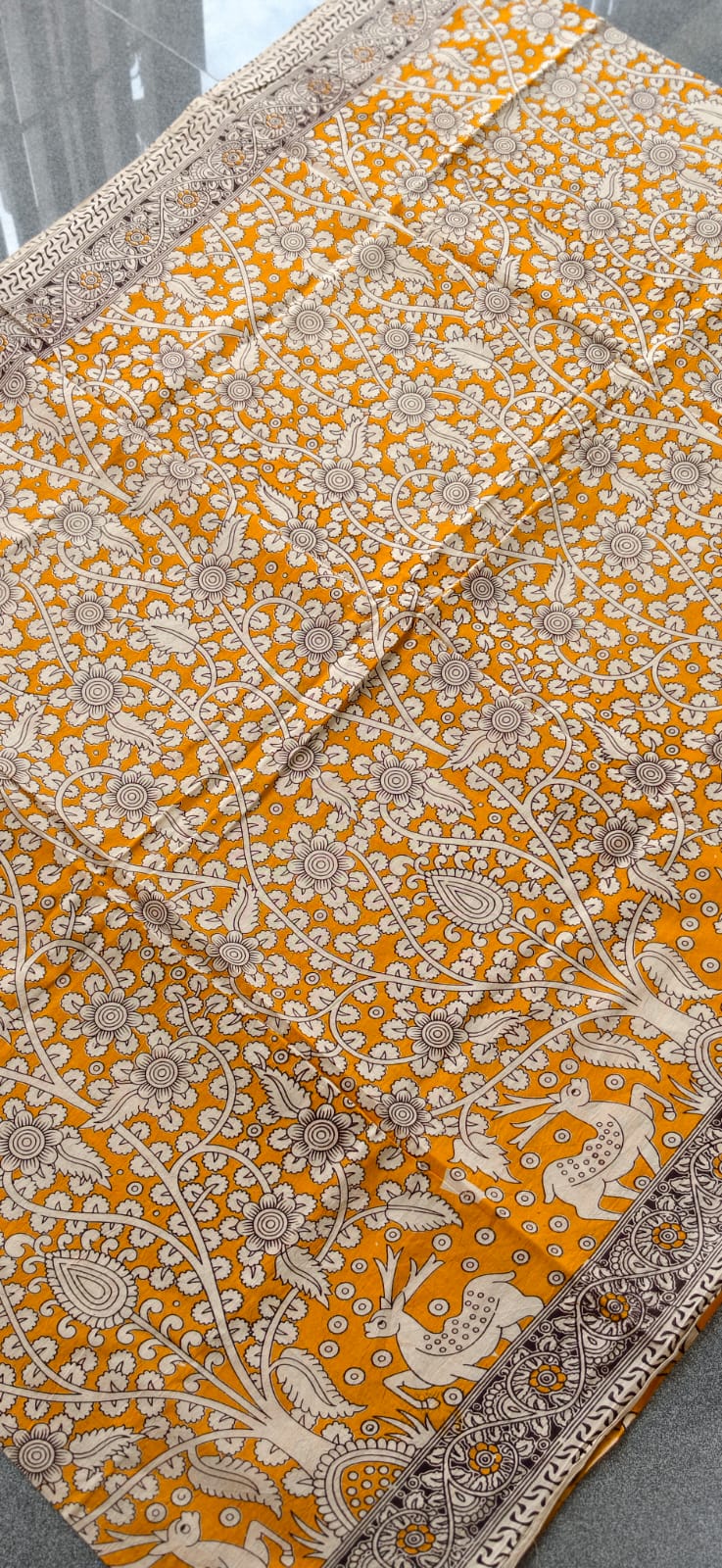 Kalamkari cotton saree-JV17 - Image 3