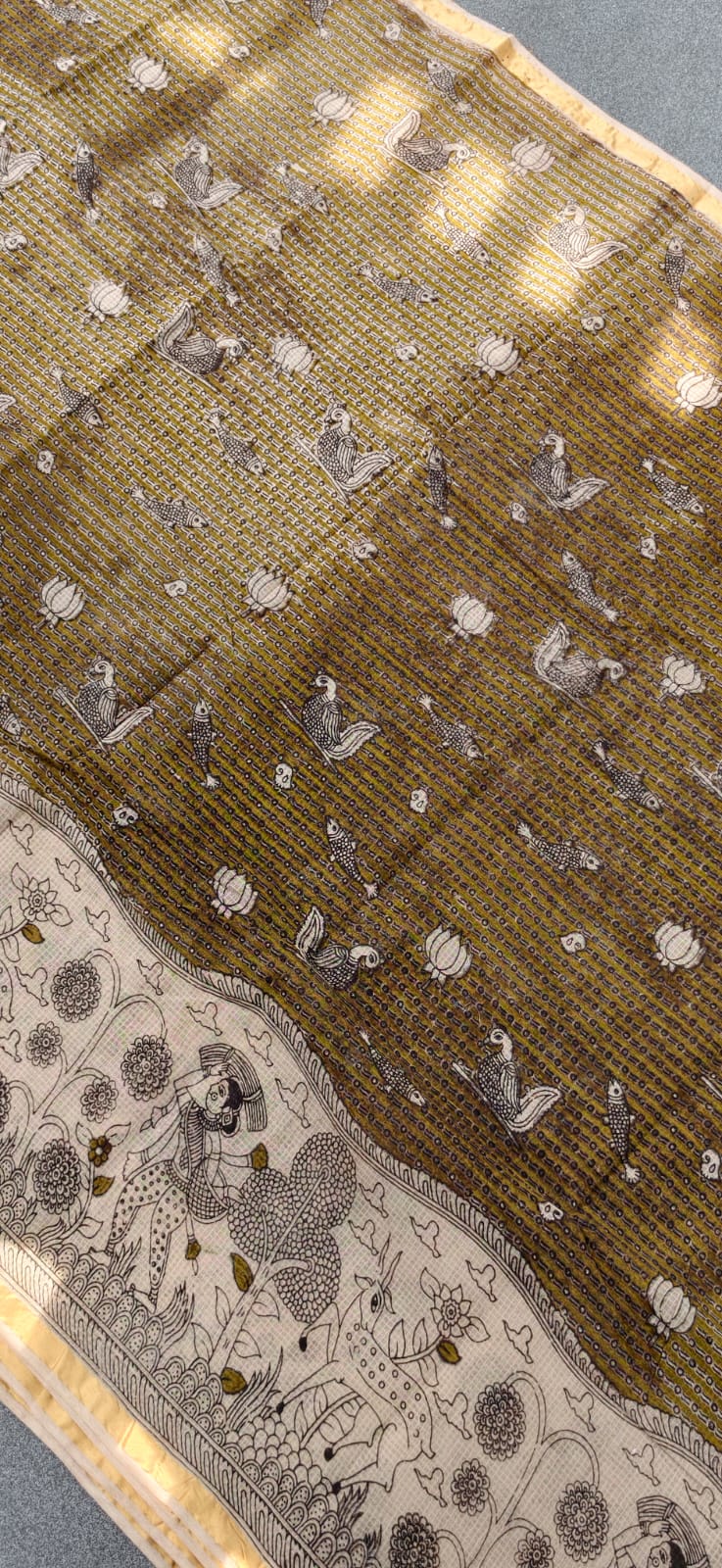 Kalamkari kota cotton saree-XG49 - Image 3