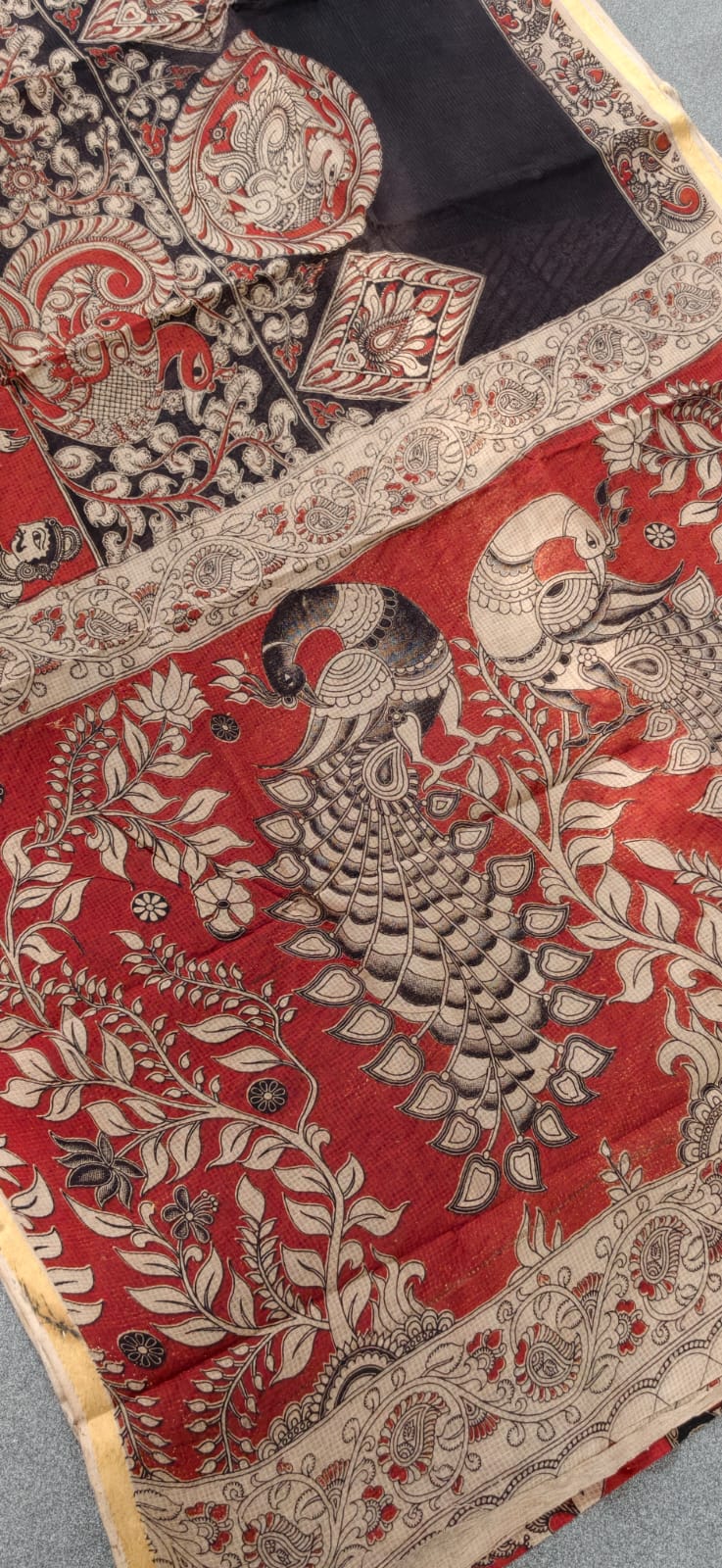 Kalamkari kota cotton saree-XG53 - Image 3