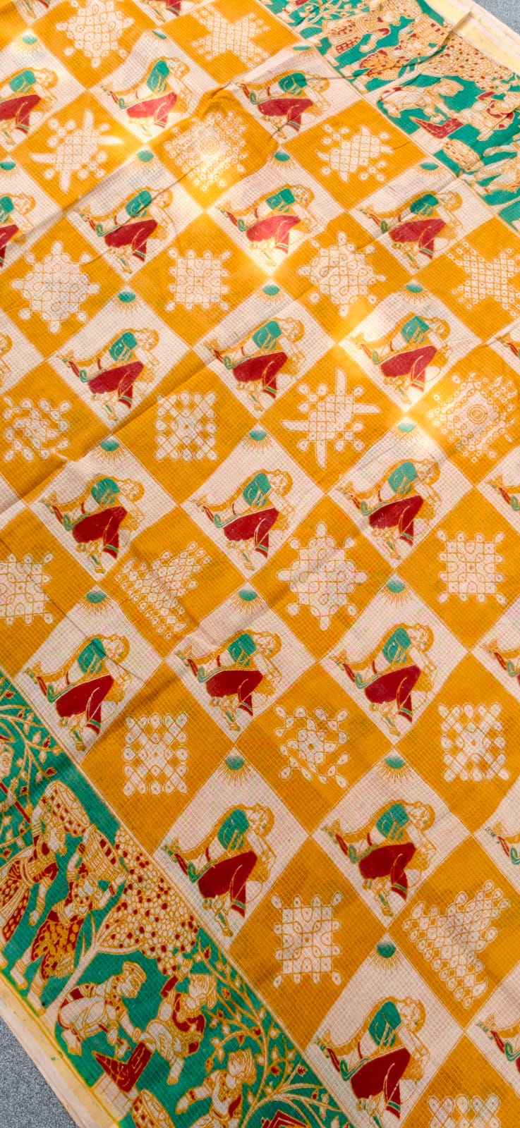Kalamkari kota cotton saree-XG56 - Image 3