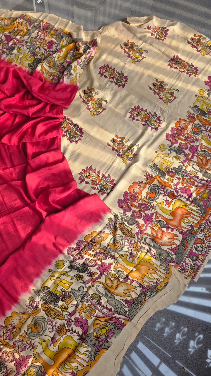 Penkalamkari inspired chennuri silk salwar set-SV4