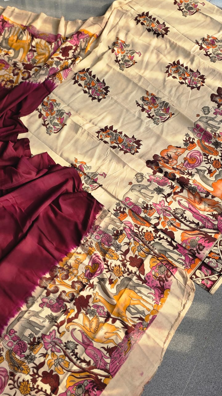 Penkalamkari inspired chennuri silk salwar set-SV3